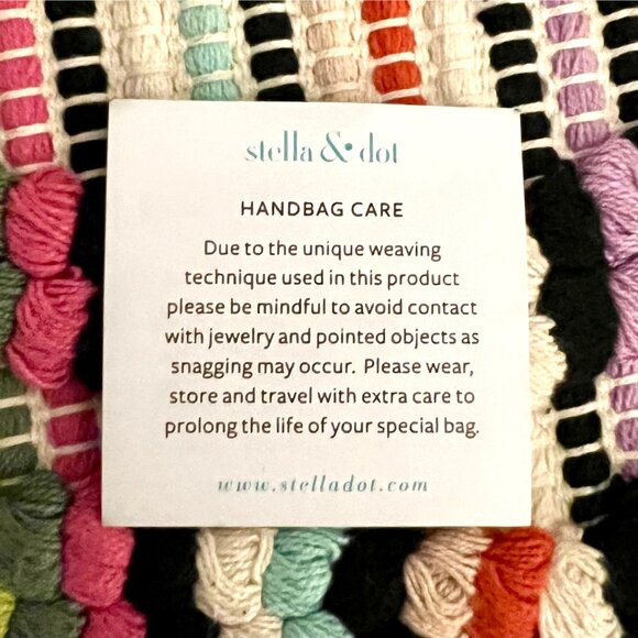 Stella & Dot Taj Boho Clutch Bag Multicolor Woven Fringe Magnetic Closure - Picture 6 of 8